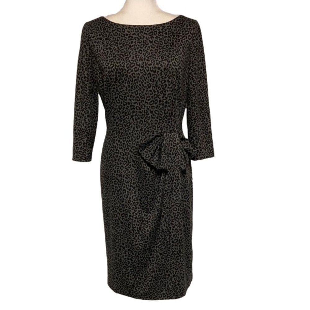 David Meister Gray Leopard Print Dress